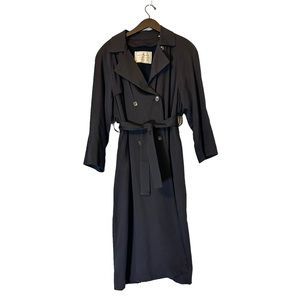 Towne By London Fog Removable Warm Liner Long Trench Coat Women’s Black Size 8